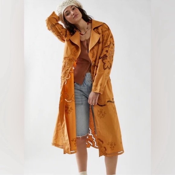 Free People Susanna Duster Jacket Mustard Brown, NWT, S (Fits S-M, Loosely) - Picture 4 of 10